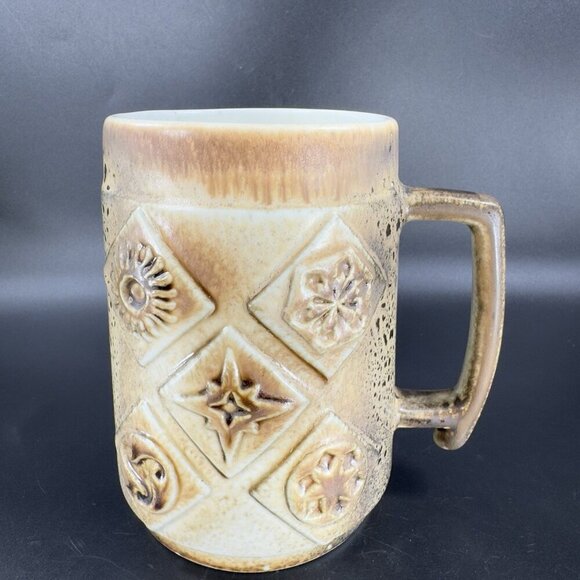 Vintage Israel Jerusalem Pottery Ceramic Coffee Cup Mug Large Mug Brown Textured - Picture 9 of 14